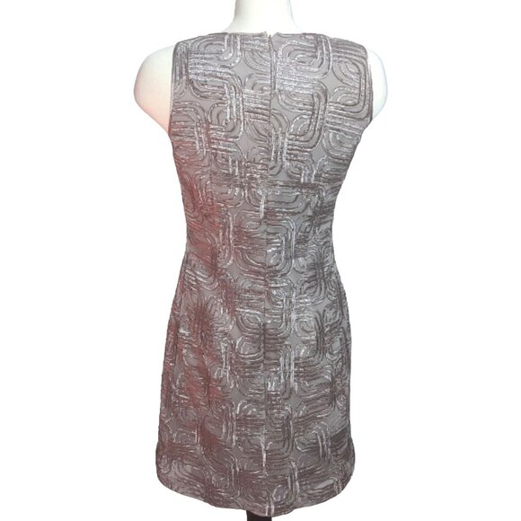 J Howard Shimmery Shimmery Beige Sz 8 (Medium) Sheath Dress Fitted and Jeweled - Picture 2 of 7